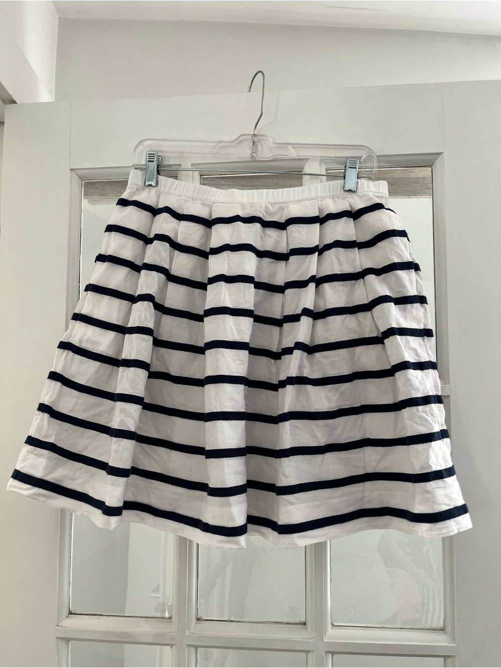 J Crew White and Navy Striped Women's Skirt